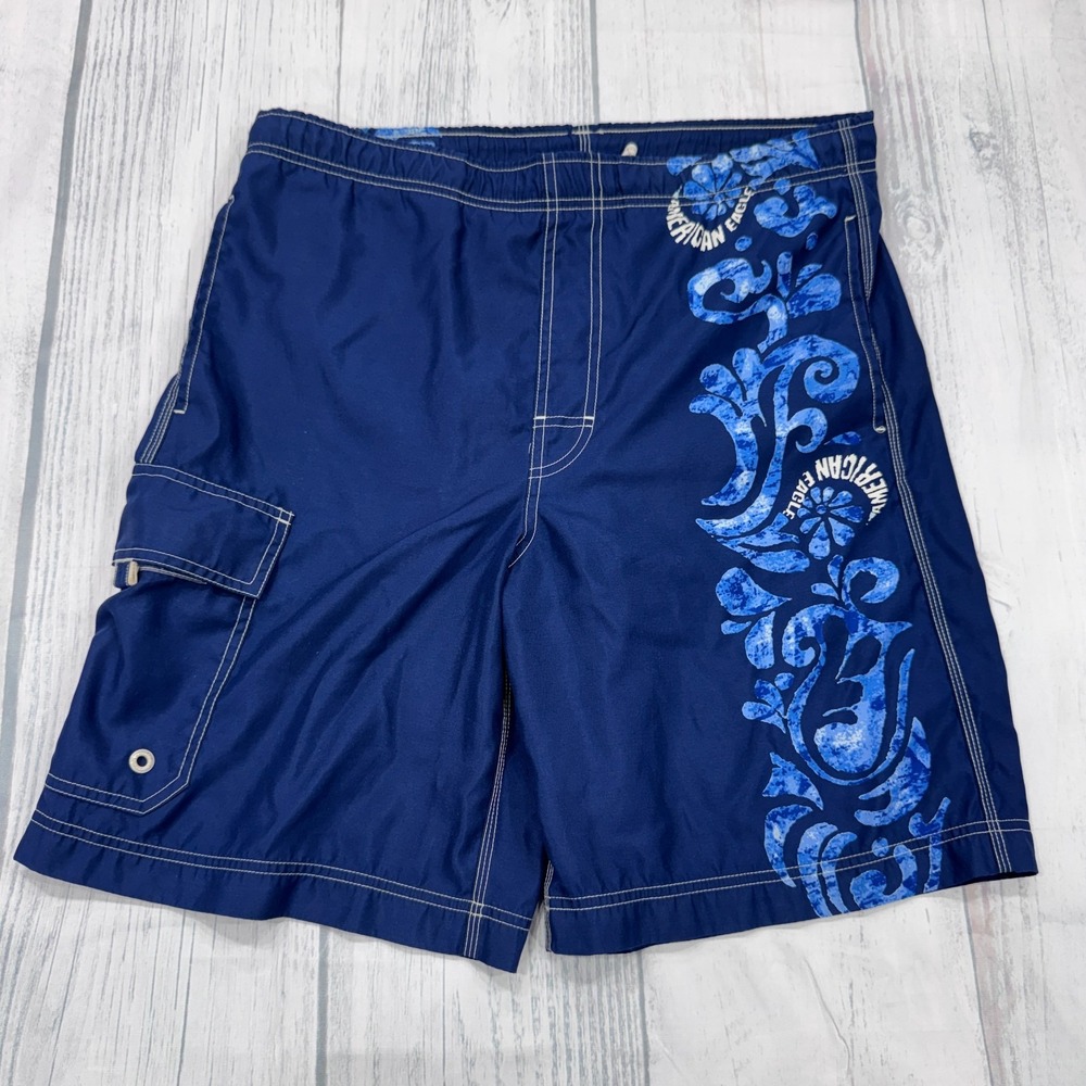 American Eagle Outfitters Bathing Suit Small Blue Swim Trunks Shorts Beach Mens